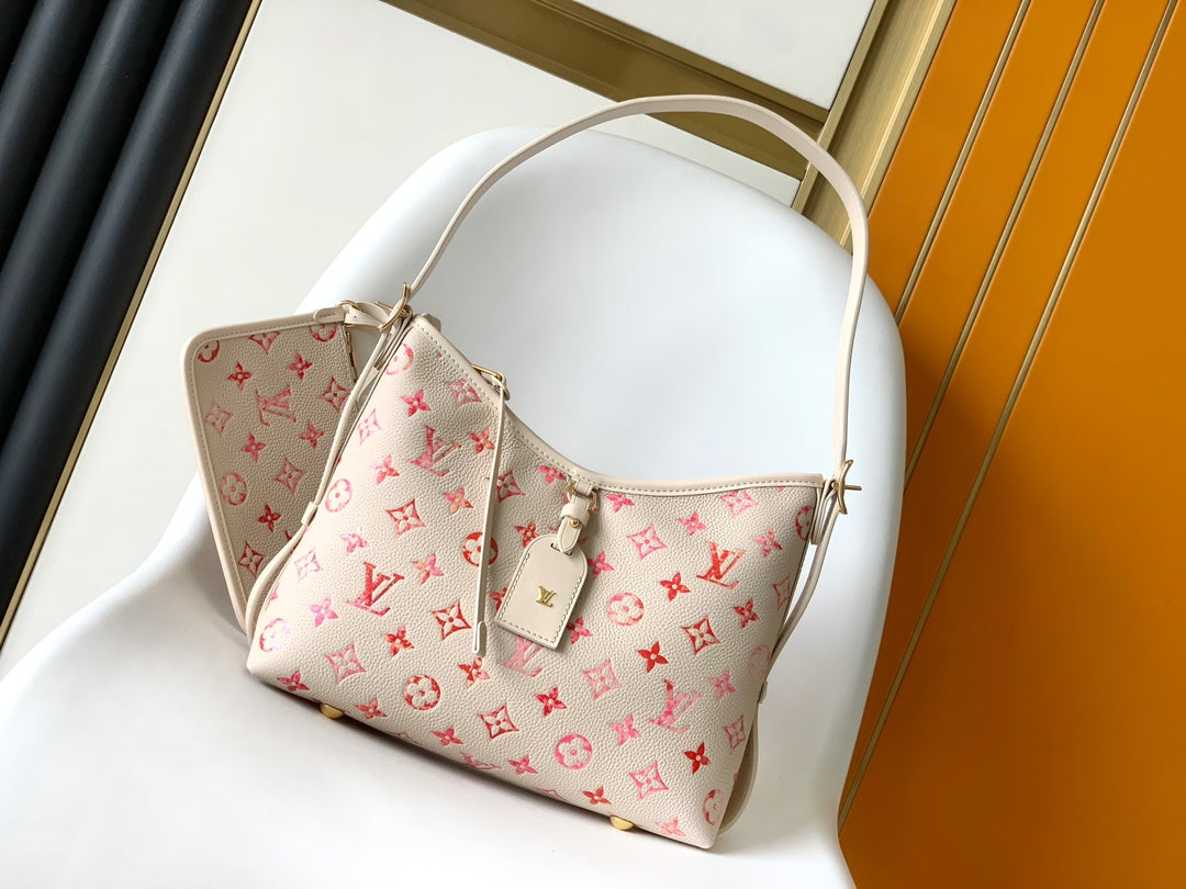 Louis Vuitton Carryall MM Monogram Mahina Leather Handbag - Pink/Peach Gradient