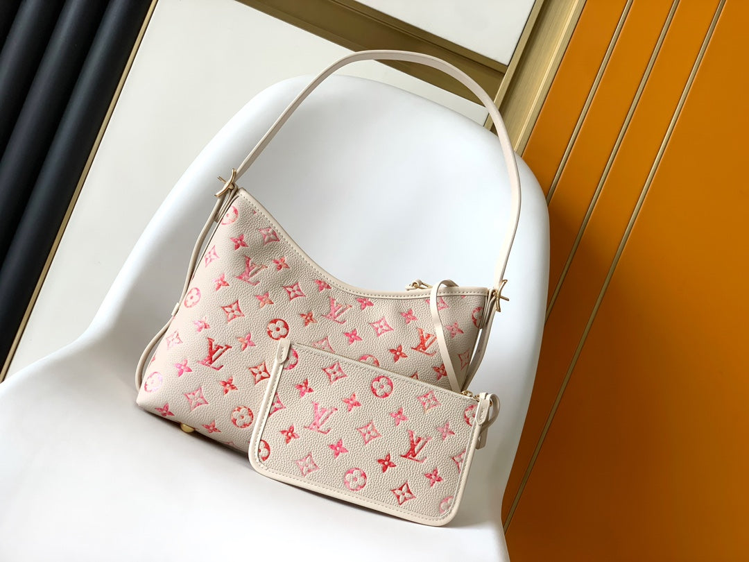 Louis Vuitton Carryall MM Monogram Mahina Leather Handbag - Pink/Peach Gradient