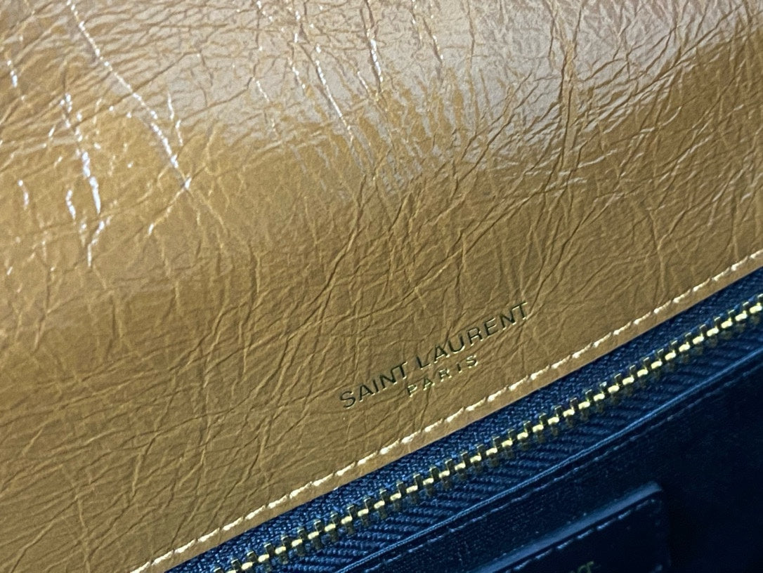 Saint Laurent Niki Medium Shoulder Bag in Crinkled Vintage Leather - Tan