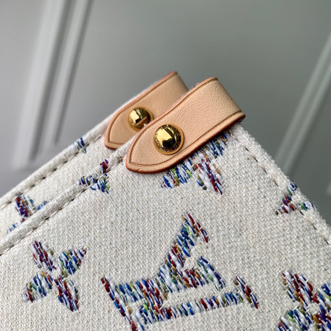 Louis Vuitton OnTheGo MM Monogram Empreinte Giant Bicolor Tote Bag - Cream/Blue