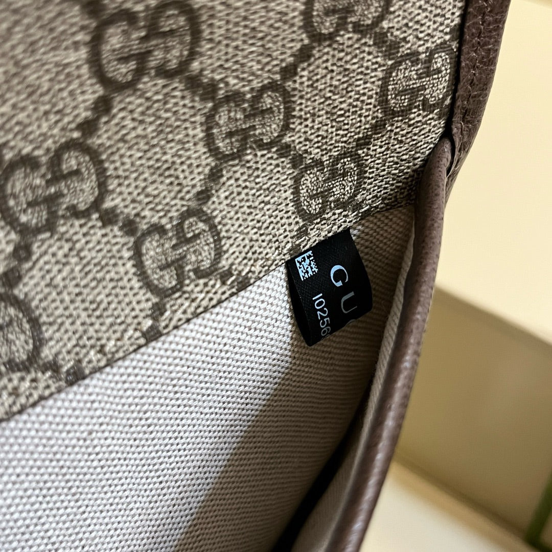 Gucci GG Supreme Belt Bag with Web Strap - Brown/Ebony