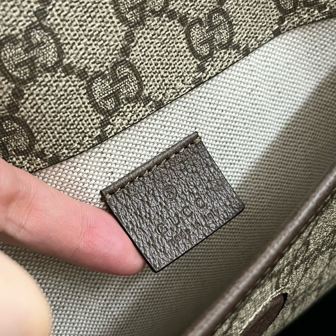 Gucci Vintage Monogram Canvas Belt Bag with Striped Webbing Strap