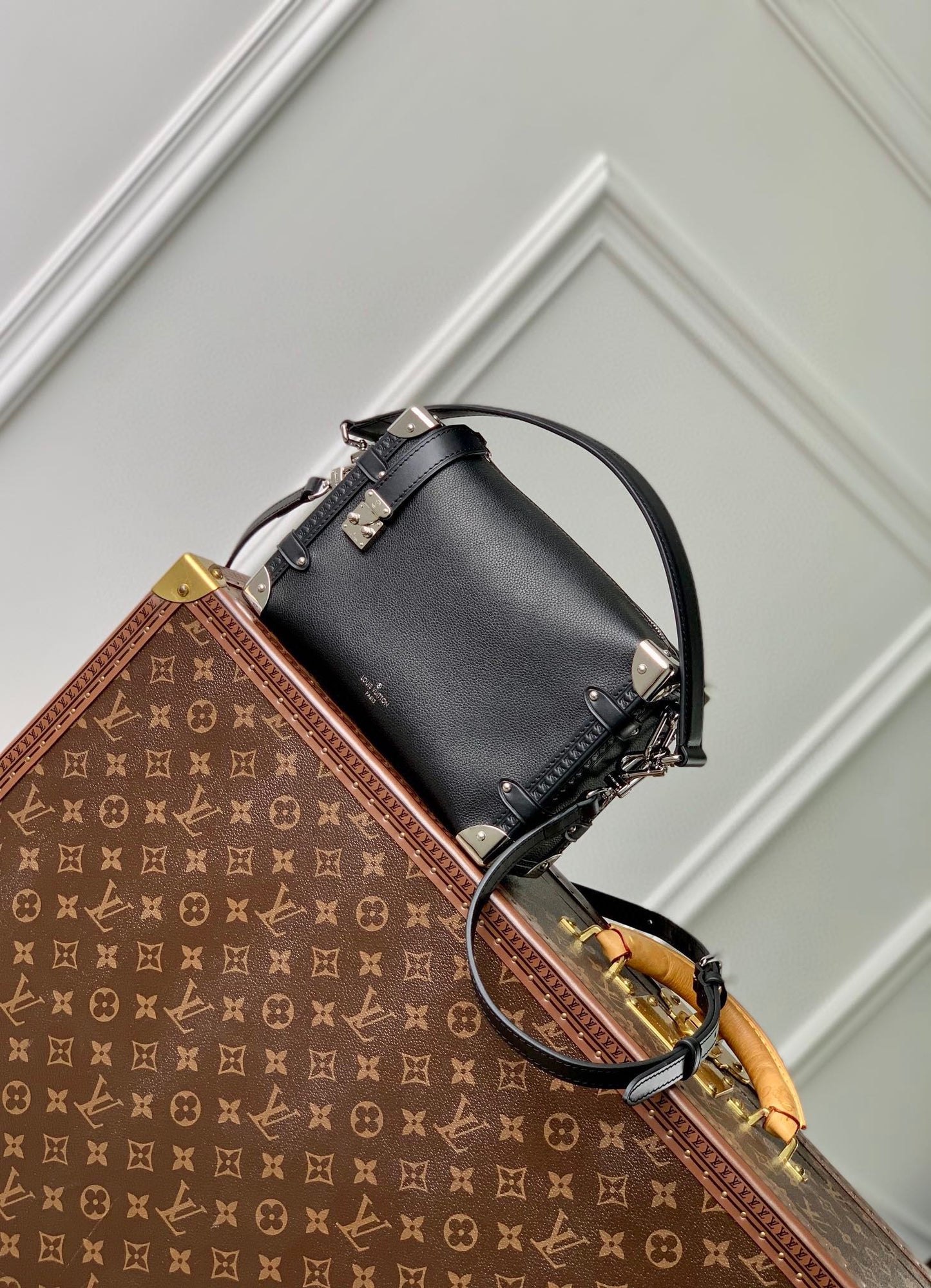 Louis Vuitton Side Trunk PM - Black Grained Leather Handbag