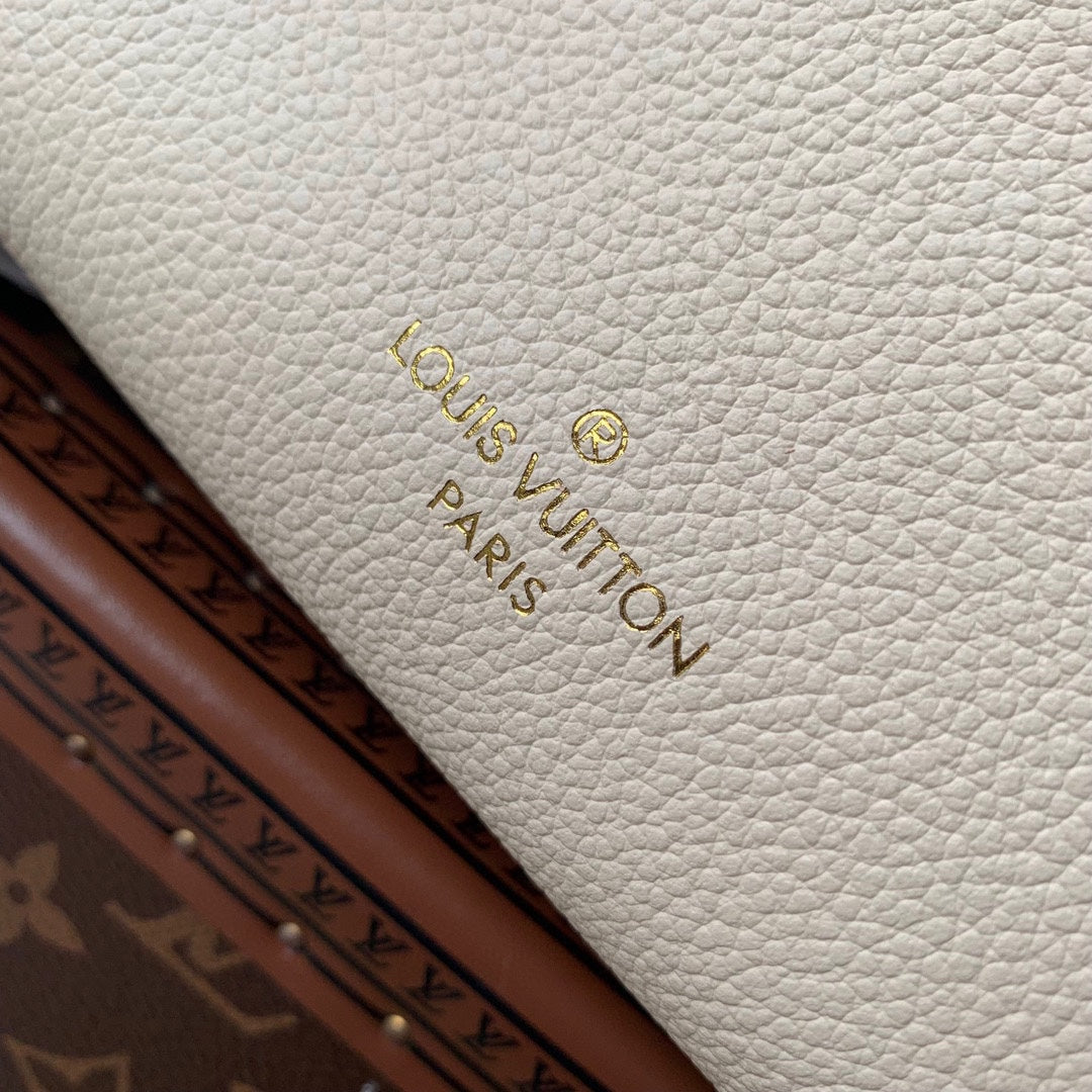 Louis Vuitton Petite Malle White Trunk Crossbody Bag with Gold Hardware