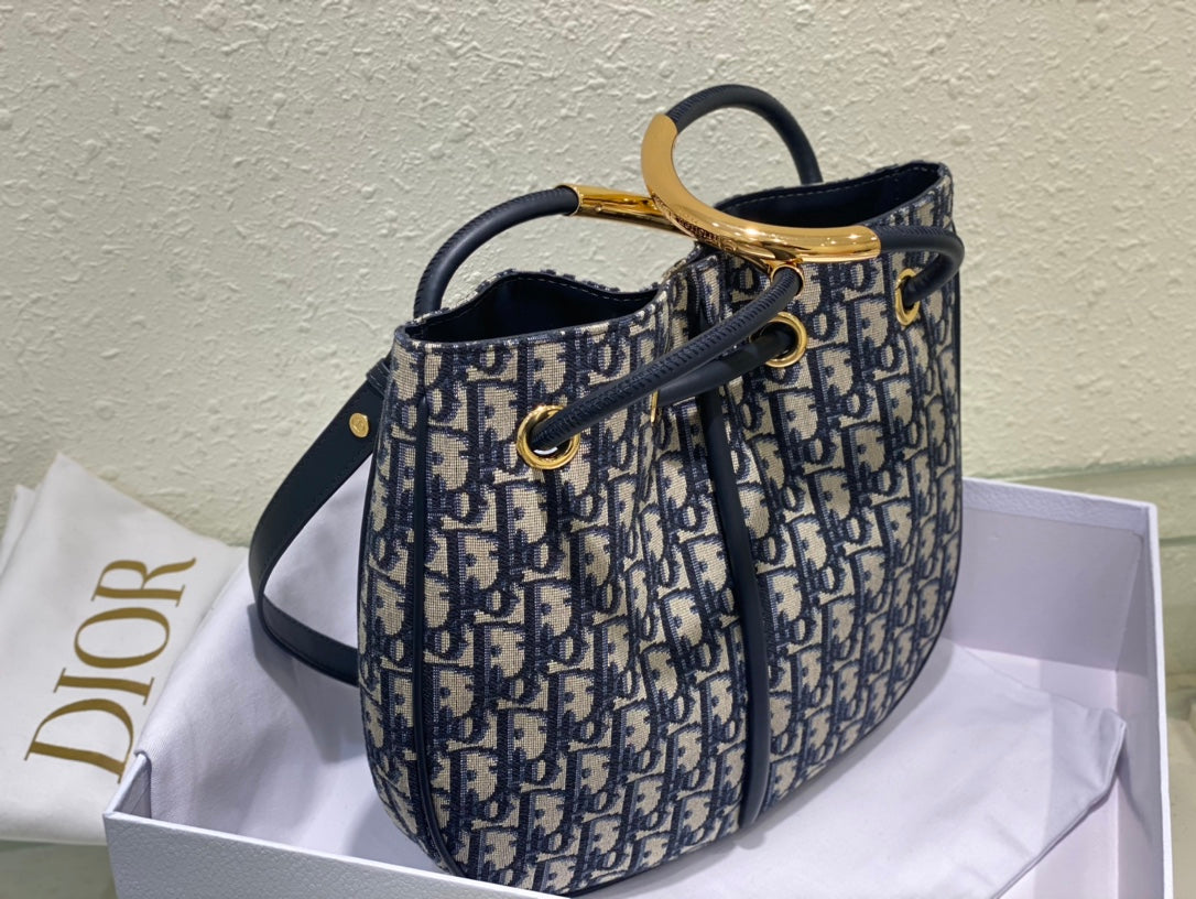 Dior C'est Dior Bucket Bag - Blue Oblique Jacquard with CD Signature Handles