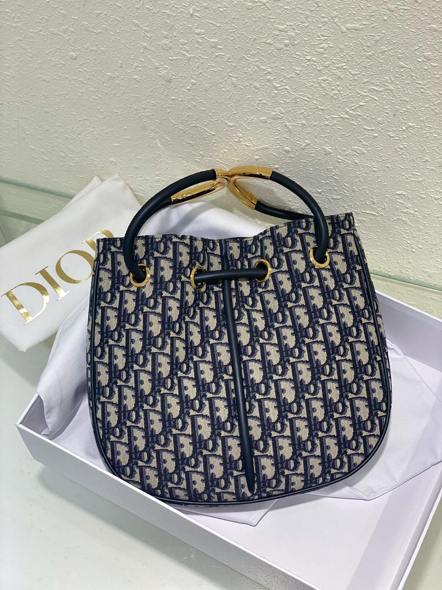 Dior C'est Dior Bucket Bag - Blue Oblique Jacquard with CD Signature Handles