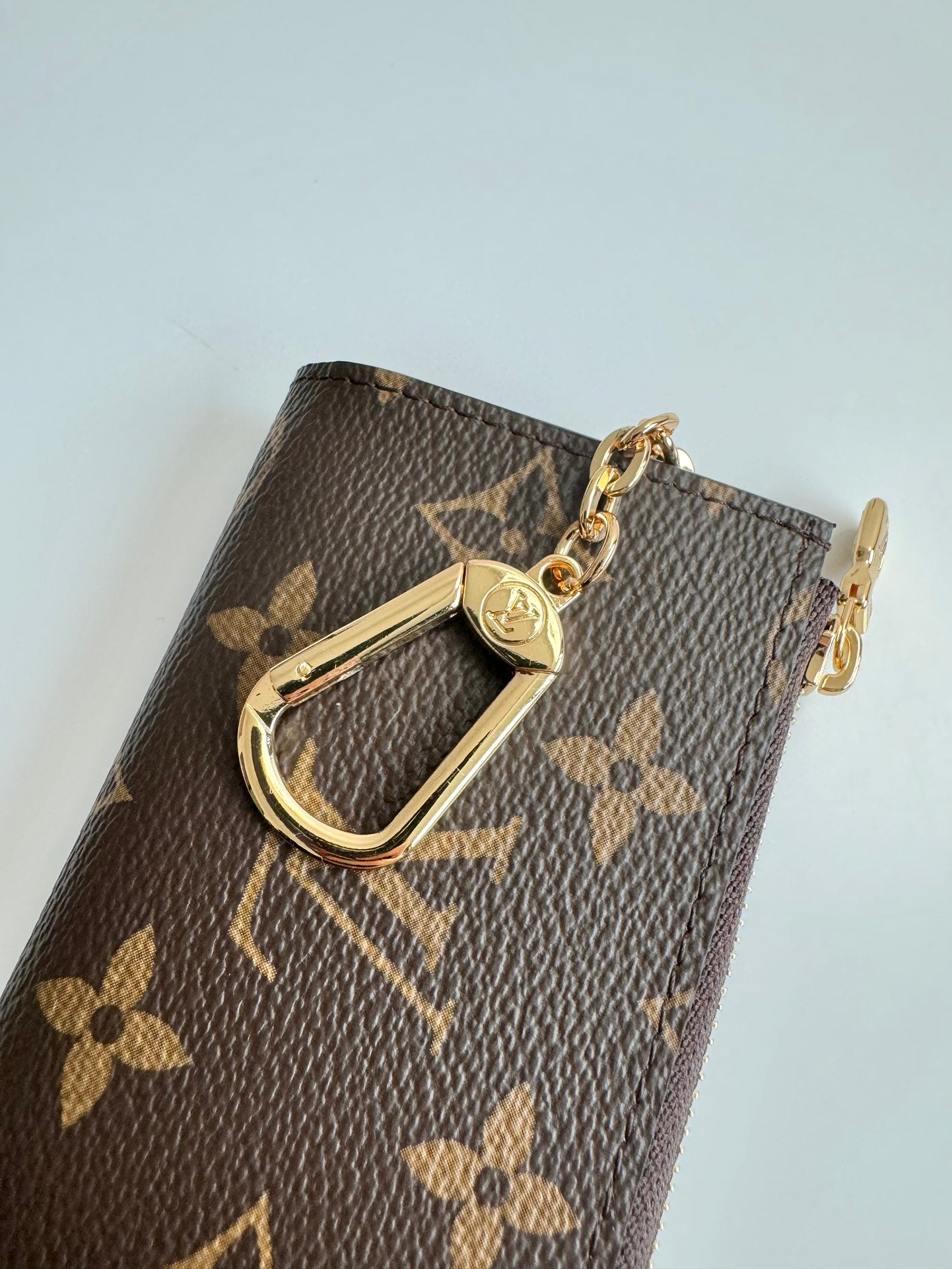 Louis Vuitton Monogram Key Pouch - Brown Coated Canvas Zippered Wallet