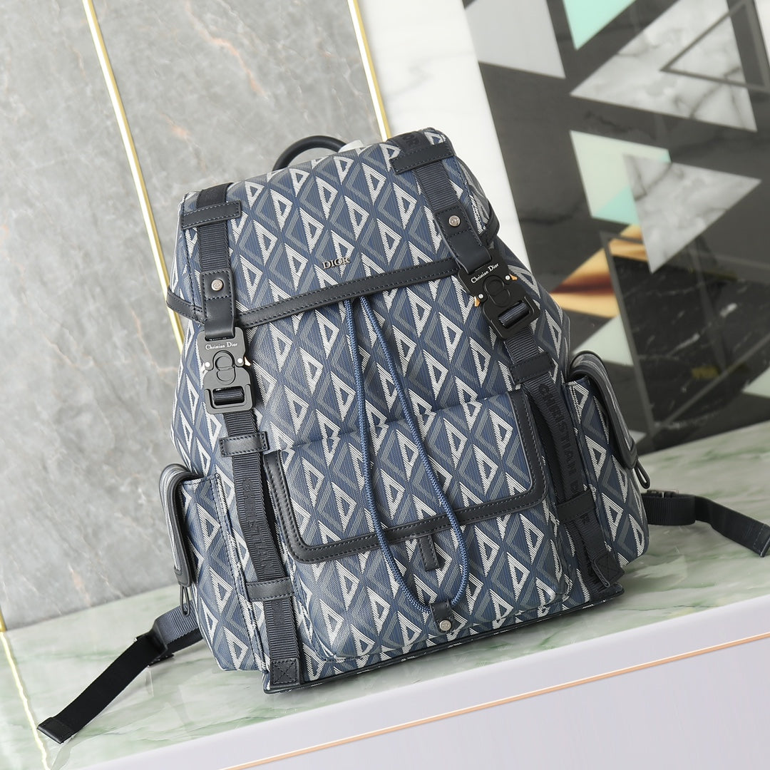Dior Hit The Road Backpack Grey CD Diamond Canvas - Designer Luxury Men's Travel Bag