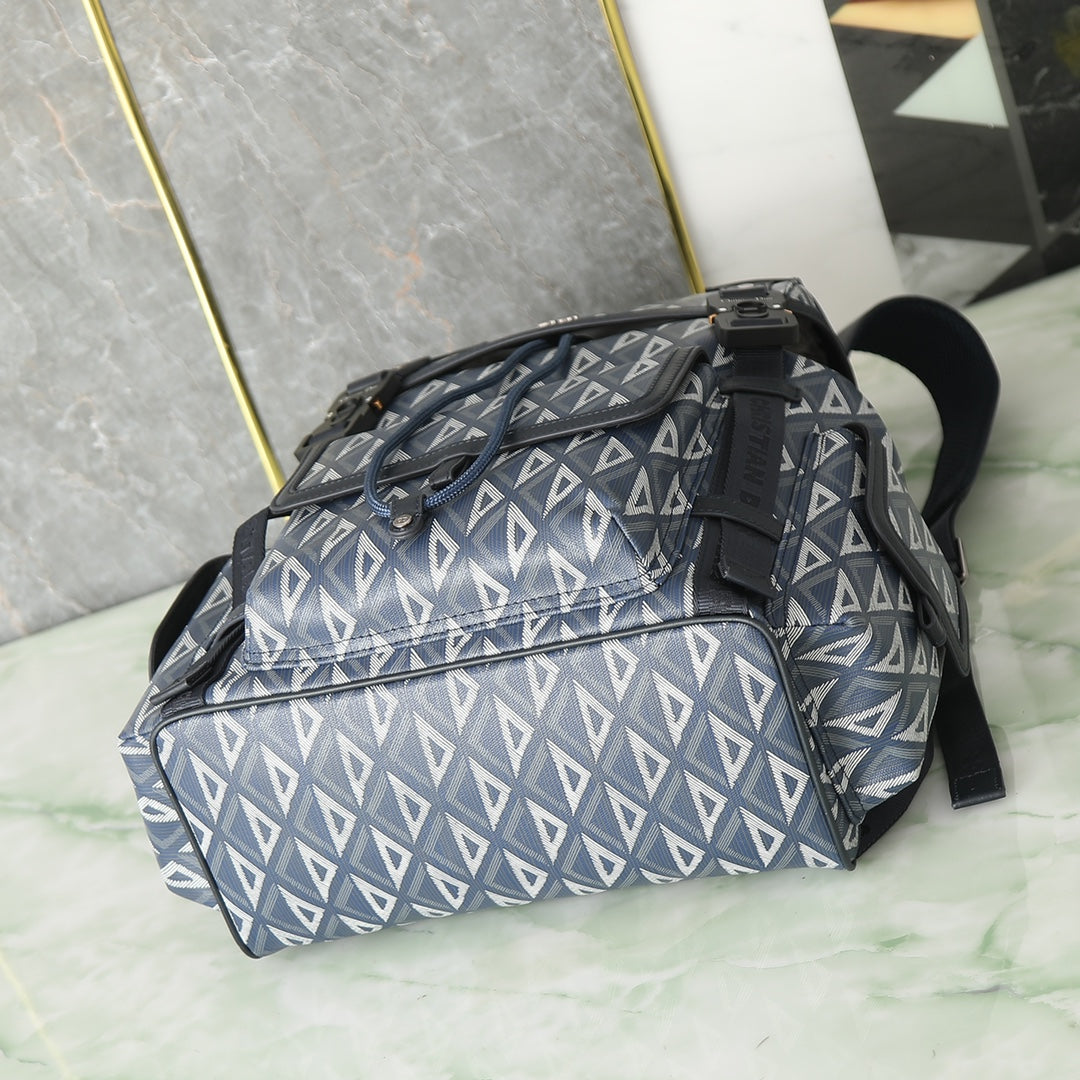 Dior Hit The Road Backpack Grey CD Diamond Canvas - Designer Luxury Men's Travel Bag