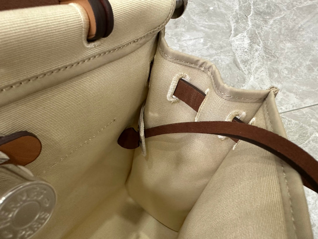 Elegant Canvas and Leather Top Handle Shoulder Bag - Classic Two-Tone Design