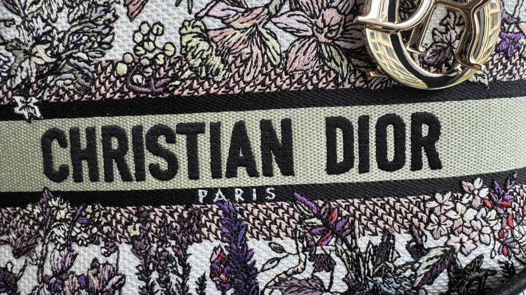 Christian Dior Medium Lady D-Lite Bag - Grey Toile de Jouy Reverse Embroidery