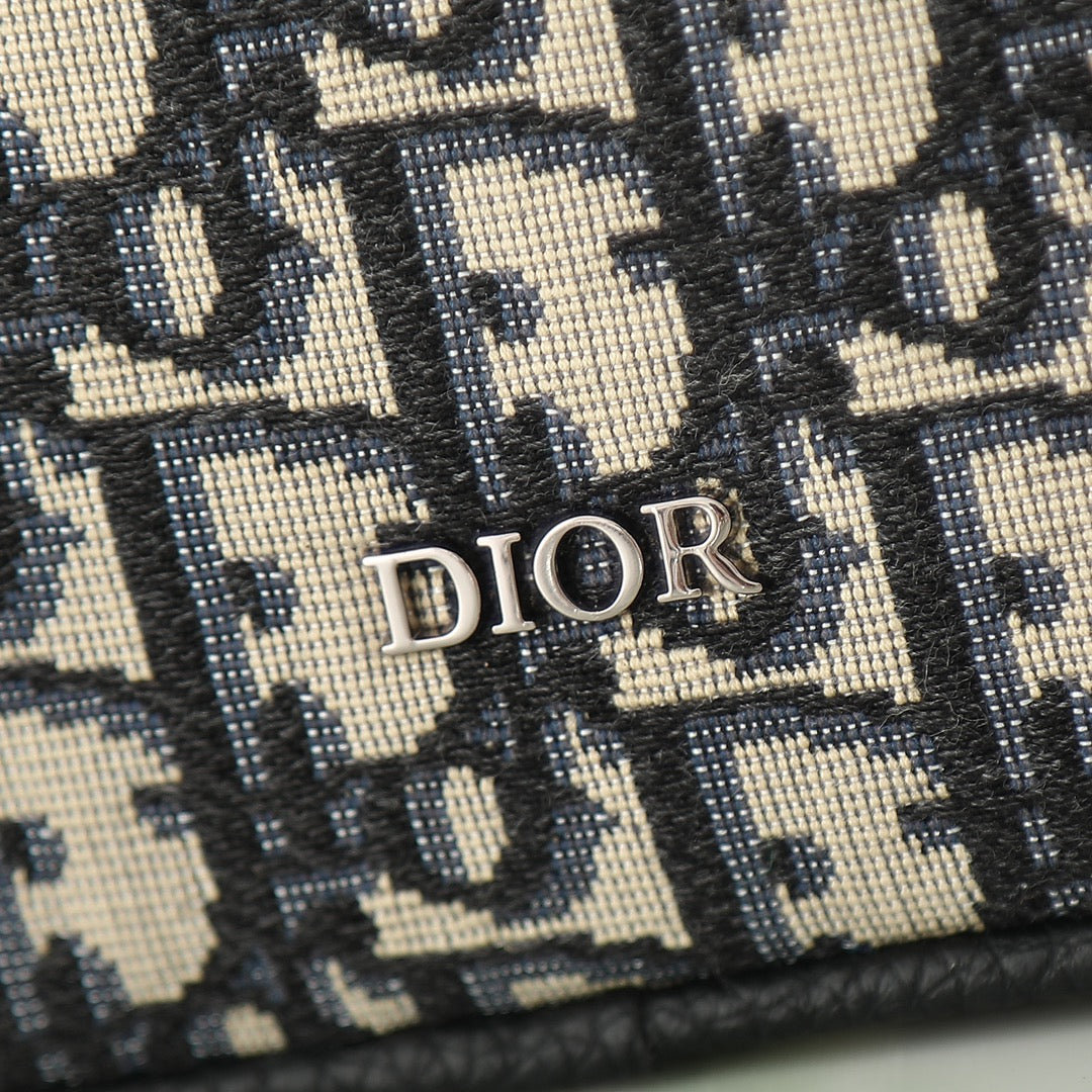 Dior Safari Messenger Bag in Blue Oblique Jacquard and Grained Calfskin