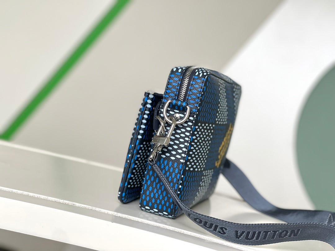 Louis Vuitton Duo Messenger Bag Damier Heritage Blue