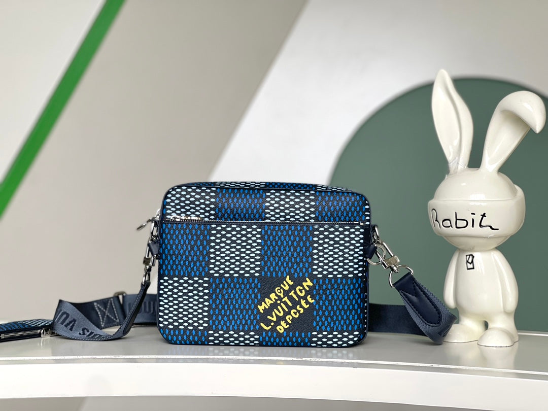Louis Vuitton Duo Messenger Bag Damier Heritage Blue