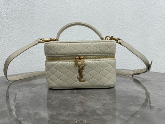 Saint Laurent 80's Vanity Bag in Quilted Lambskin - Cream