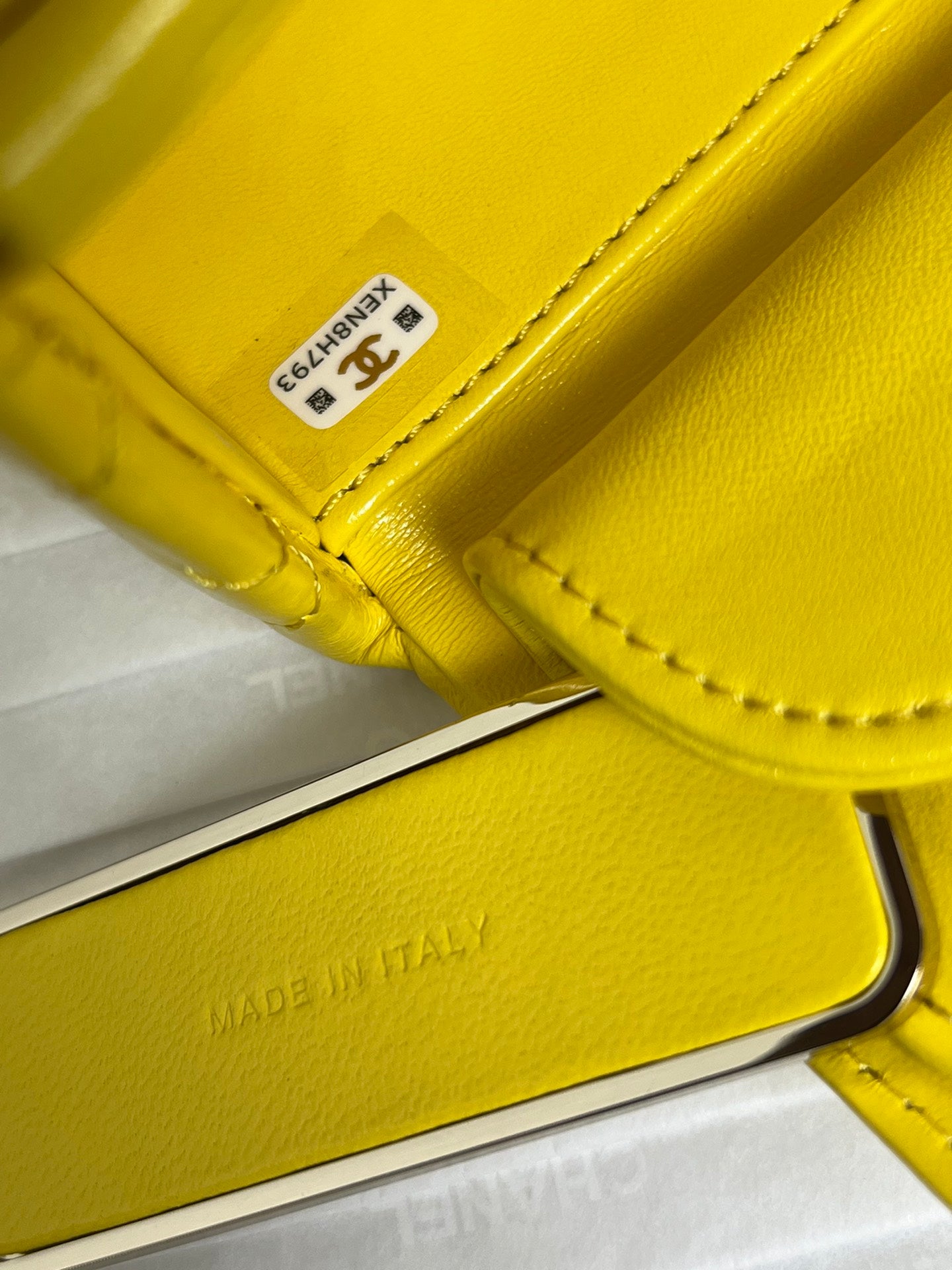 Chanel Yellow Quilted Leather Mini Flap Bag with Pearl Chain Strap