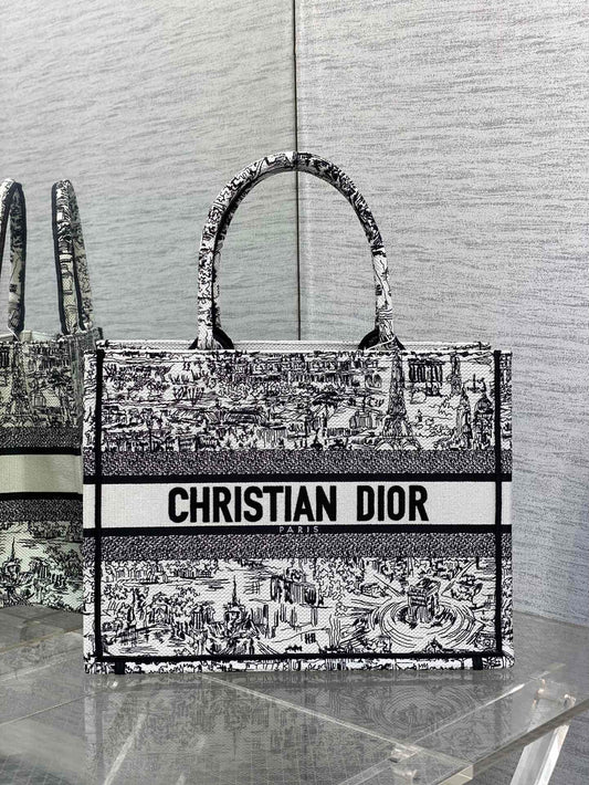 Christian Dior Book Tote Plan de Paris Motif Embroidered Bag