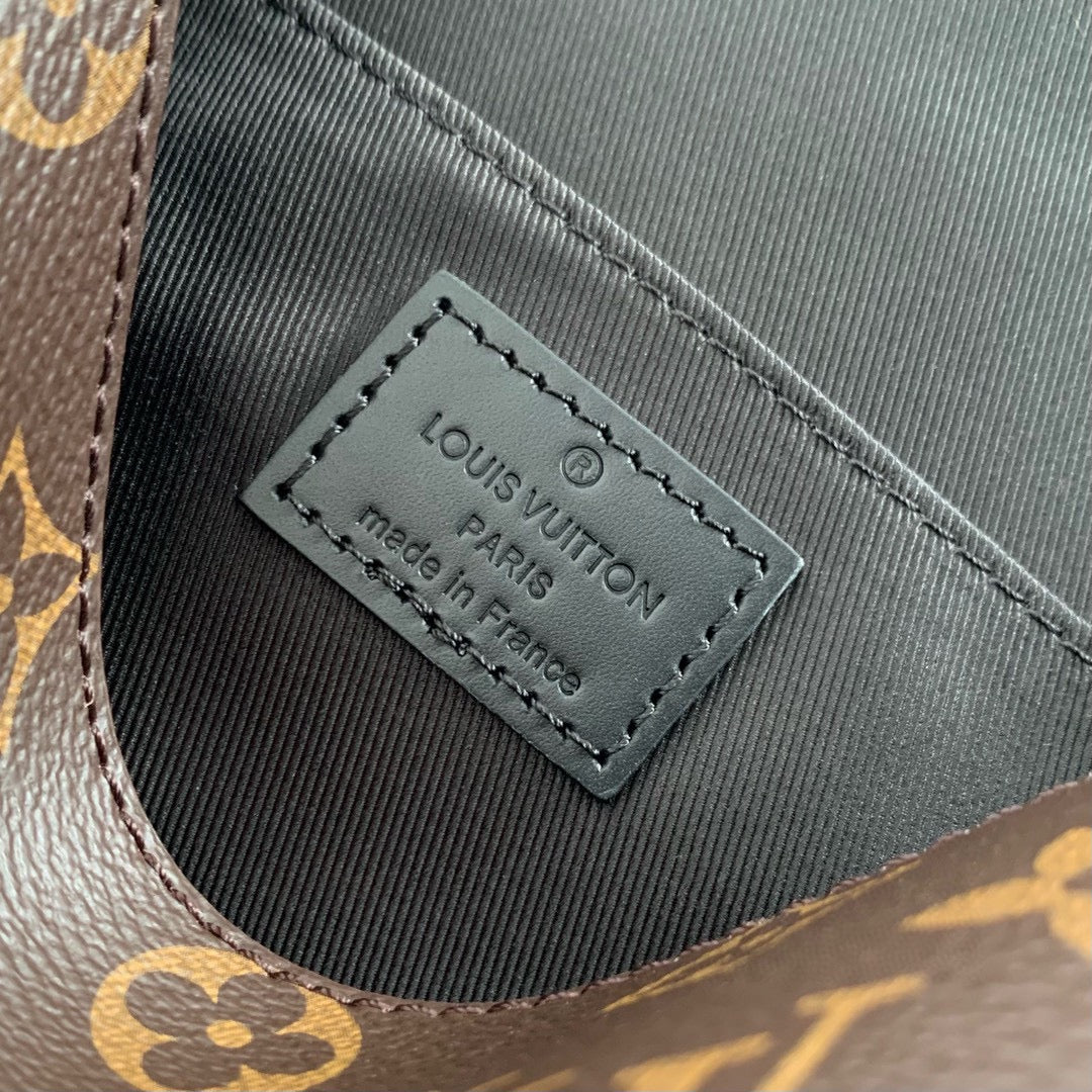 Louis Vuitton Monogram Canvas Crossbody Bag with Black Leather Trim & Hardware