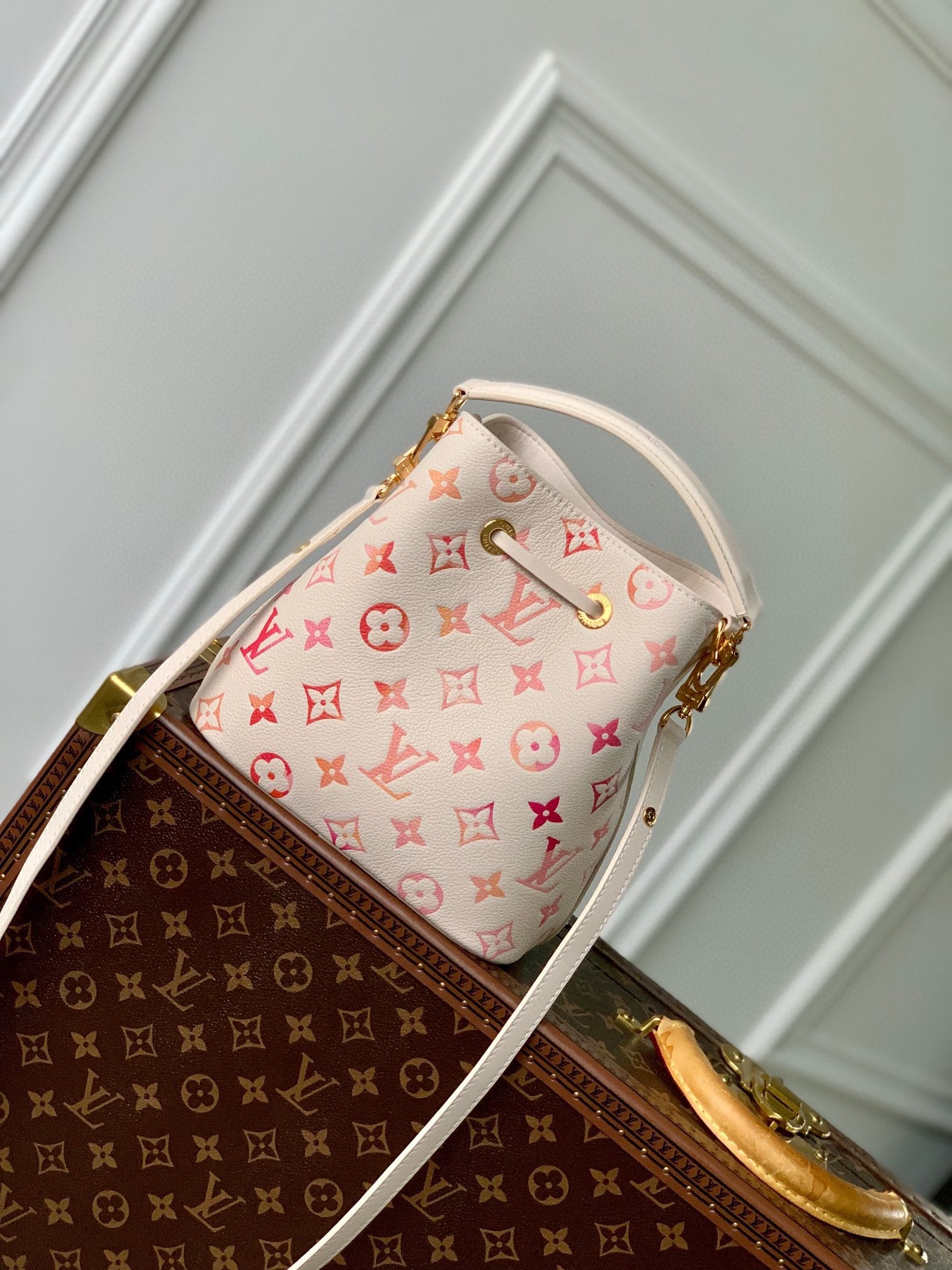 Louis Vuitton Nano Noé Bucket Bag - White/Pink Monogram Canvas