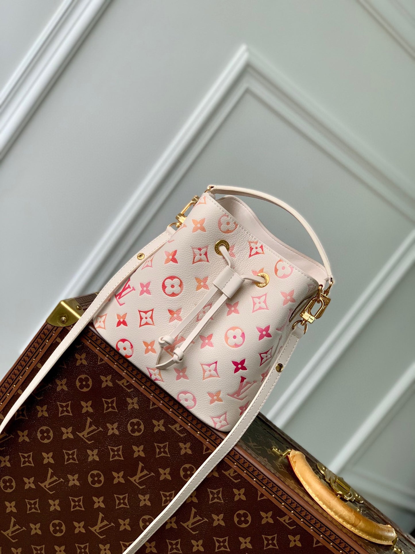 Louis Vuitton Nano Noé Bucket Bag - White/Pink Monogram Canvas