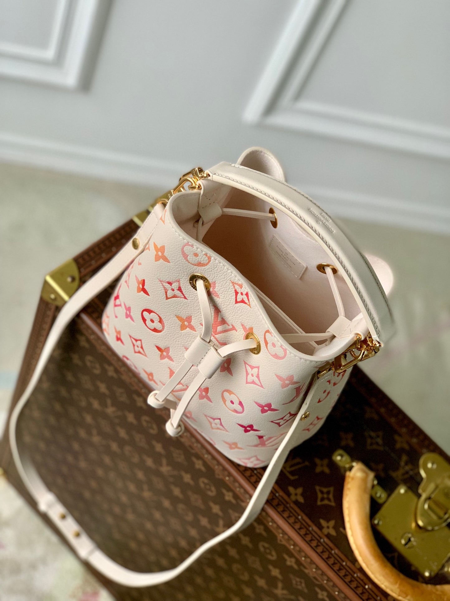 Louis Vuitton Nano Noé Bucket Bag - White/Pink Monogram Canvas