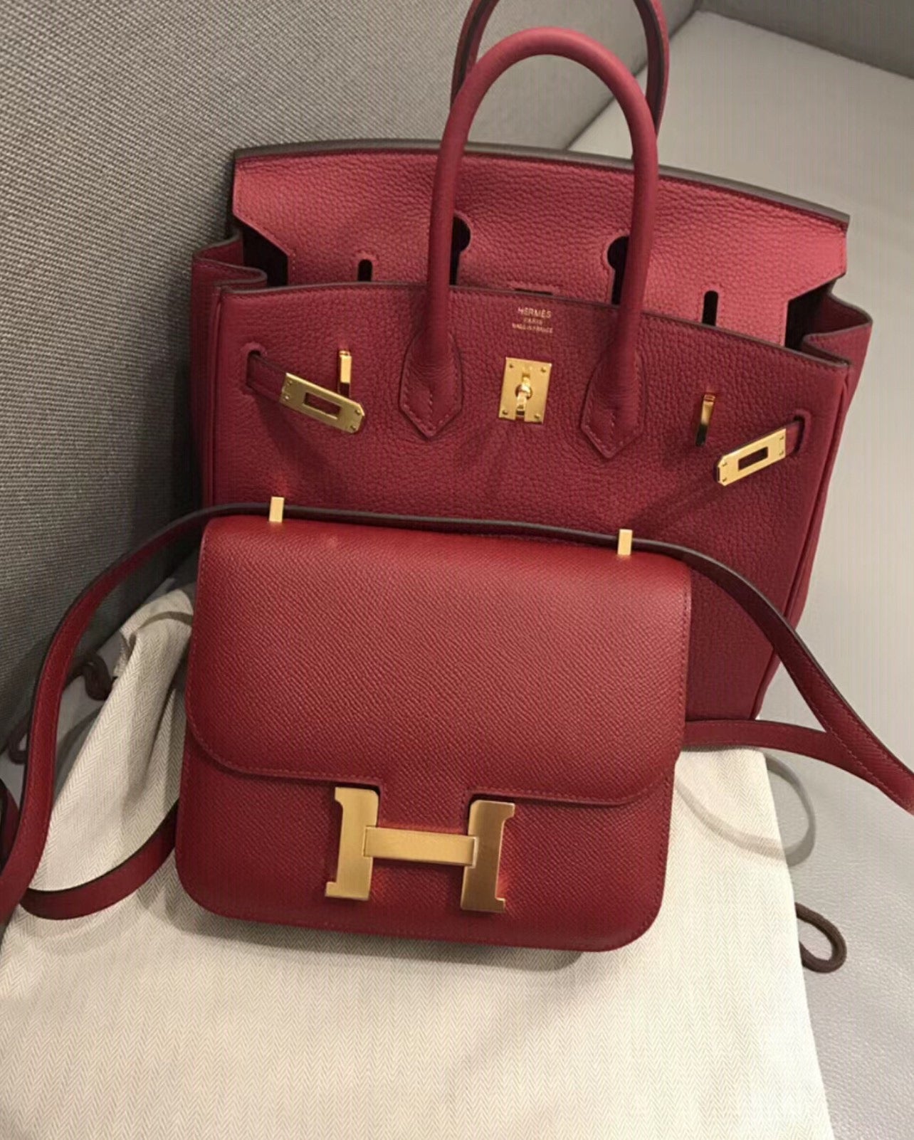 Hermès Constance 18 Mini Bag - Gold Epsom Leather with Palladium Hardware