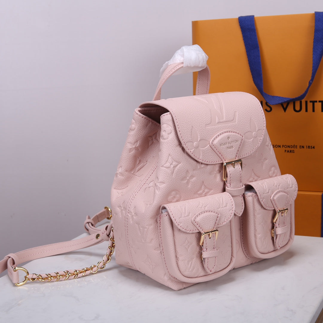 Louis Vuitton Montsouris Backpack BB - Monogram Empreinte Leather - Pink