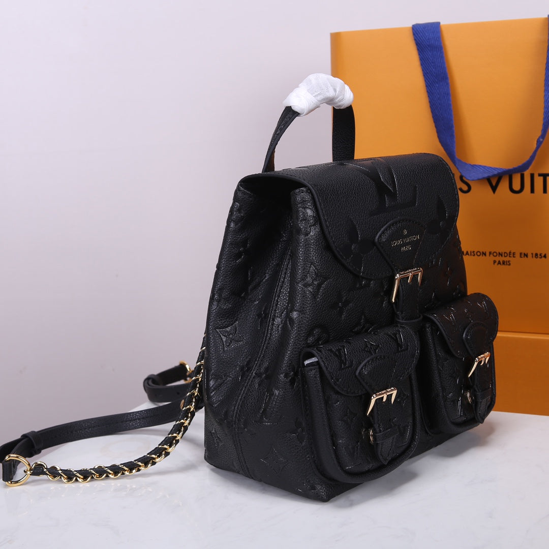 Louis Vuitton Montsouris BB Backpack Monogram Empreinte Black Leather