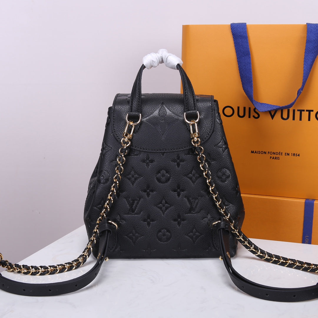 Louis Vuitton Montsouris BB Backpack Monogram Empreinte Black Leather