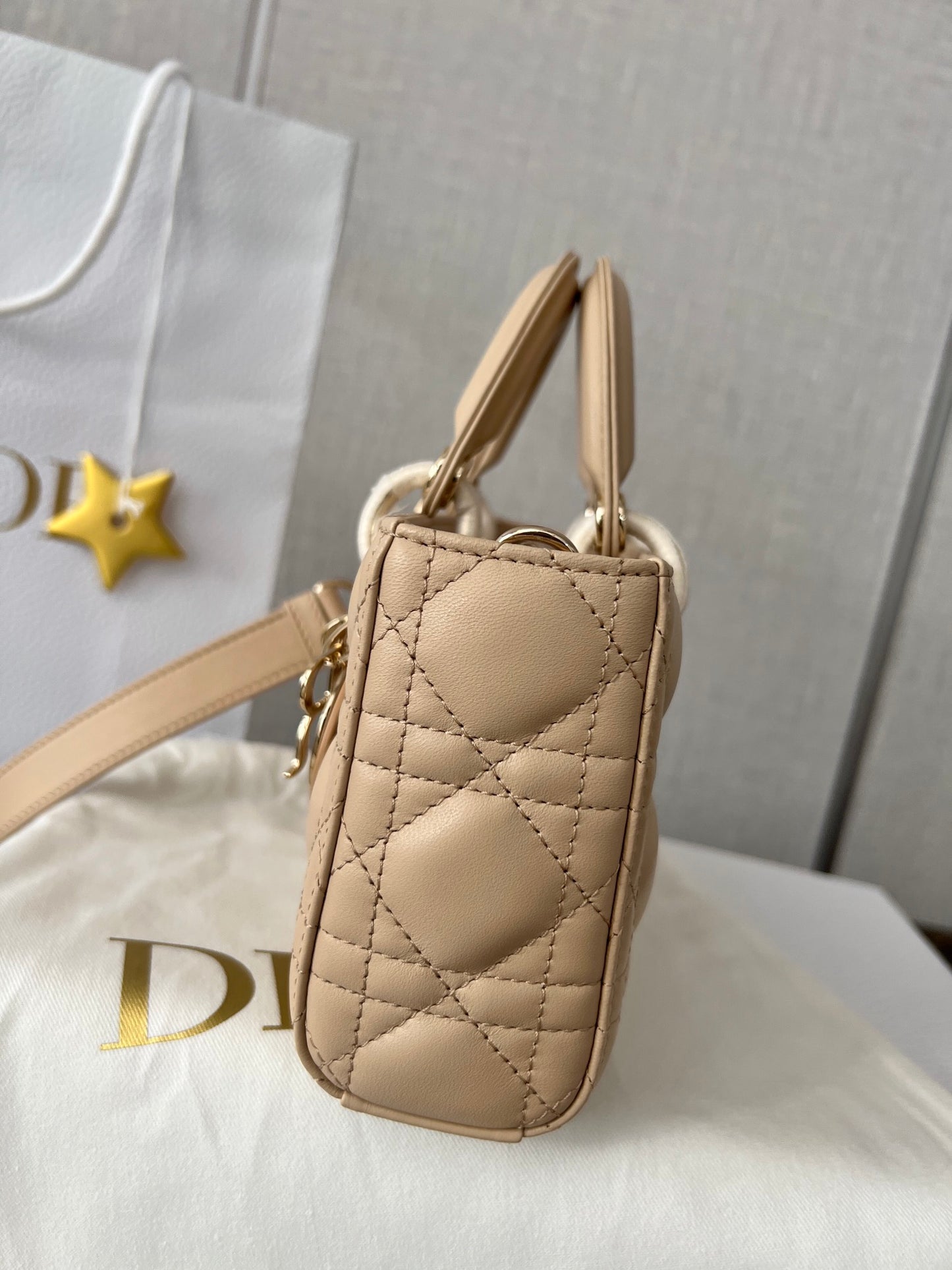 Christian Dior Lady D-Joy Bag Beige Cannage Lambskin Small Handbag