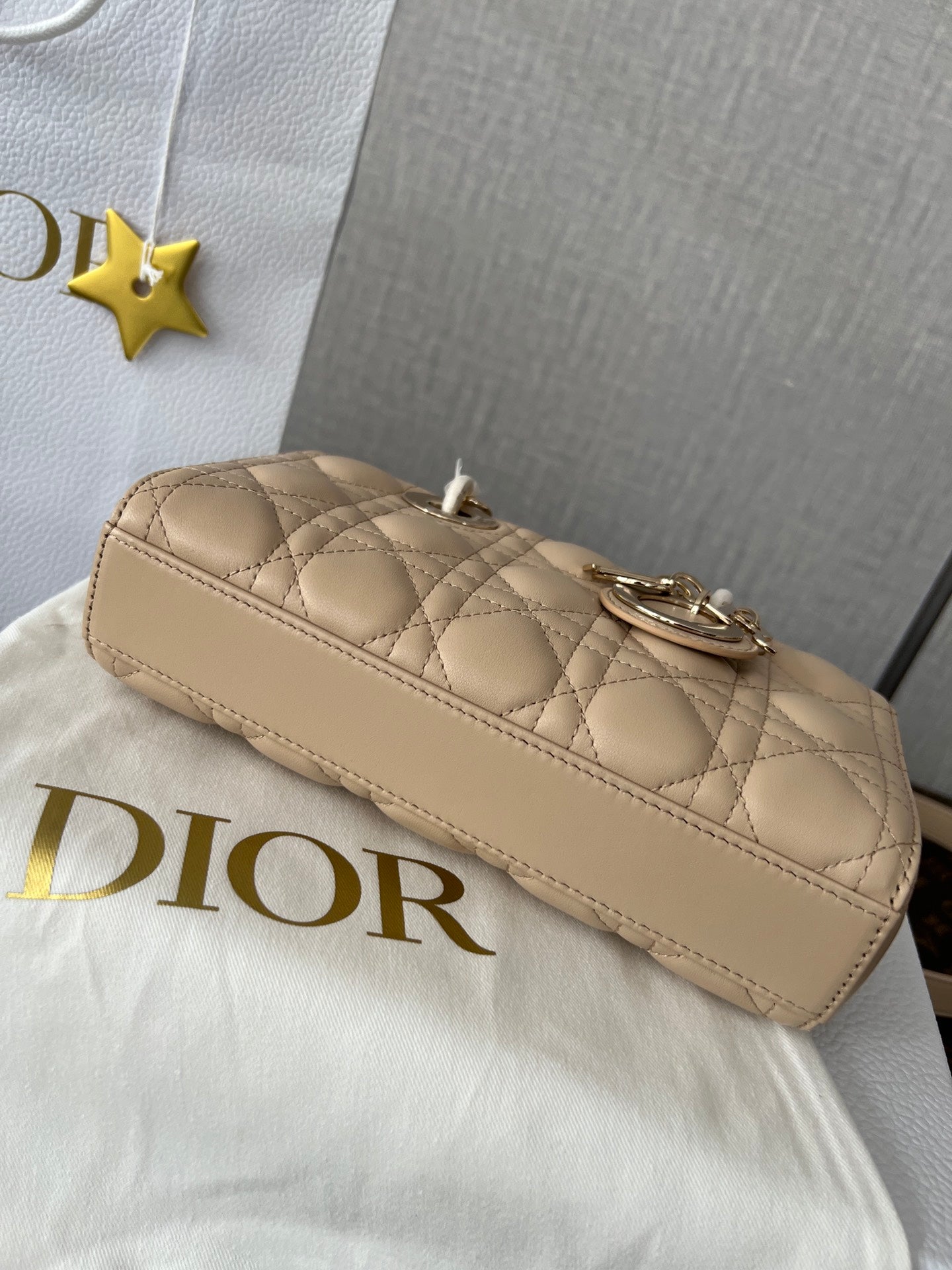 Christian Dior Lady D-Joy Bag Beige Cannage Lambskin Small Handbag