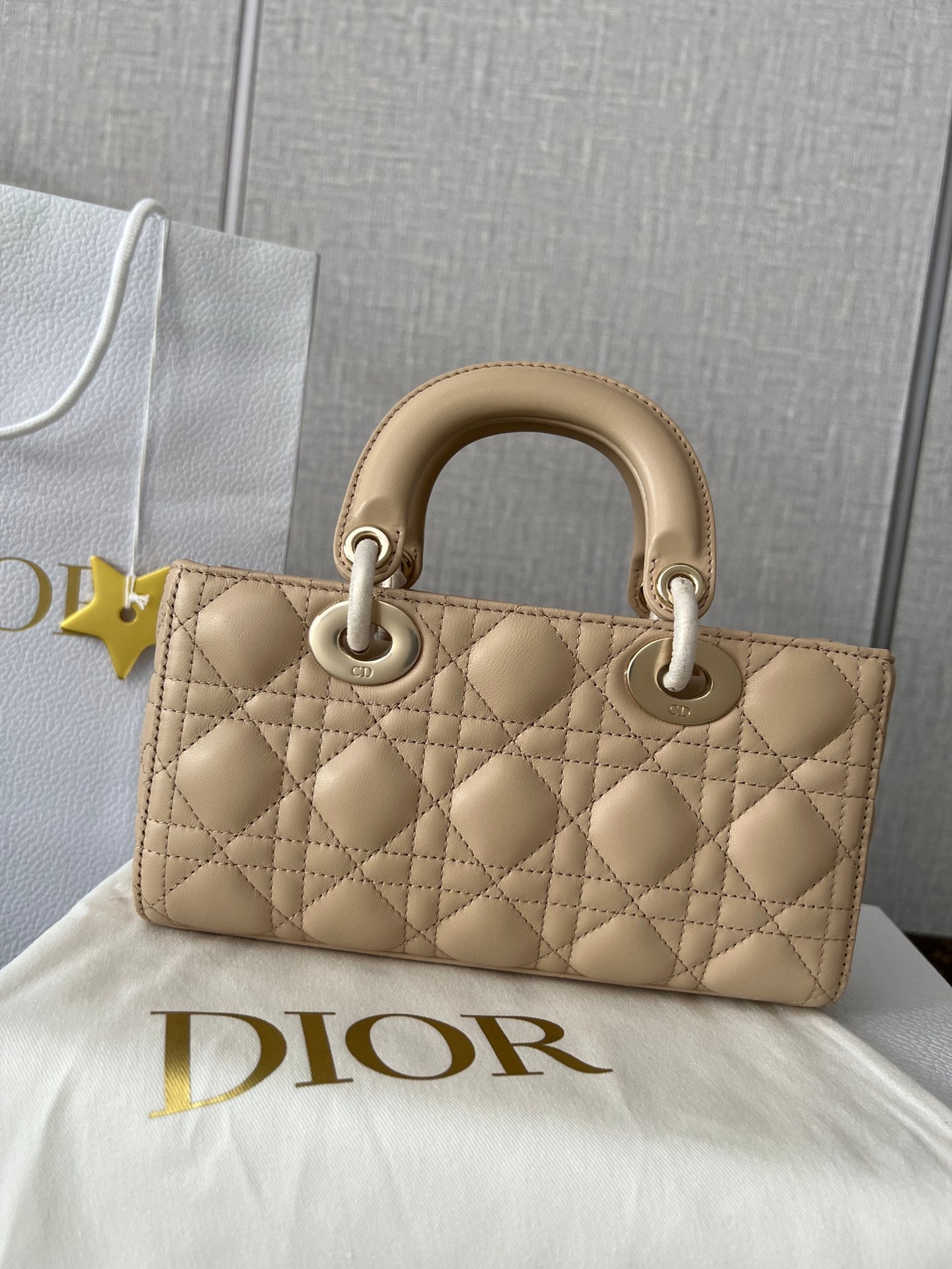 Christian Dior Lady D-Joy Bag Beige Cannage Lambskin Small Handbag