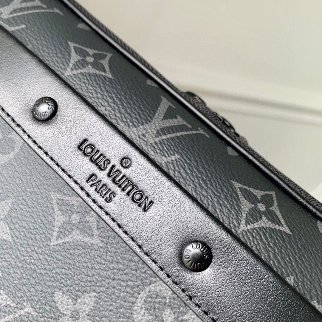 Louis Vuitton Luxury Black Monogram Canvas Crossbody Messenger Bag