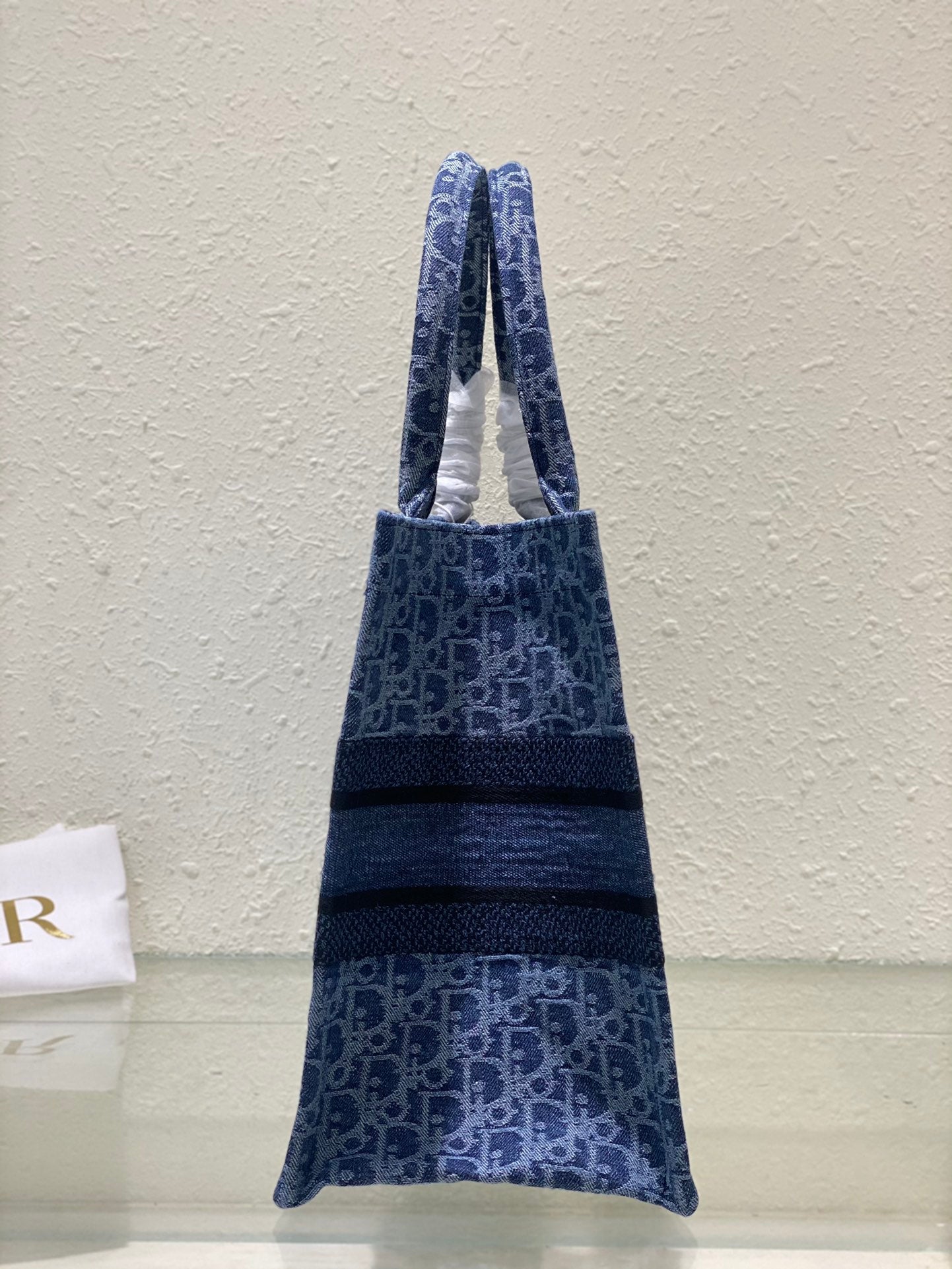 Christian Dior Small Book Tote Bag Blue Dior Oblique Embroidery