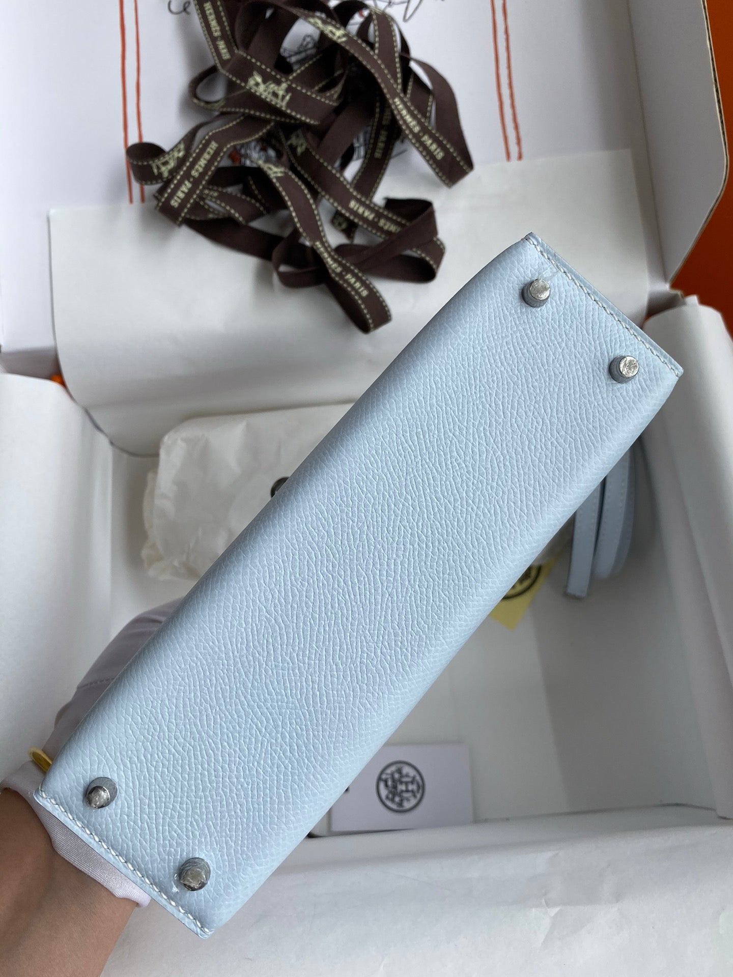 Hermès Kelly II 25 Sellier Light Blue Handbag with Silver Hardware