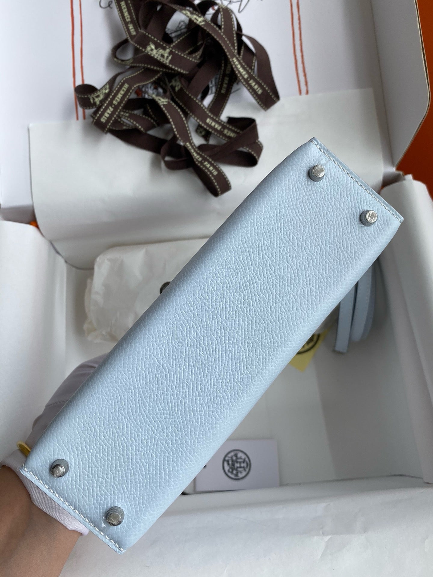 Hermès Kelly II 25 Sellier Light Blue Handbag with Silver Hardware