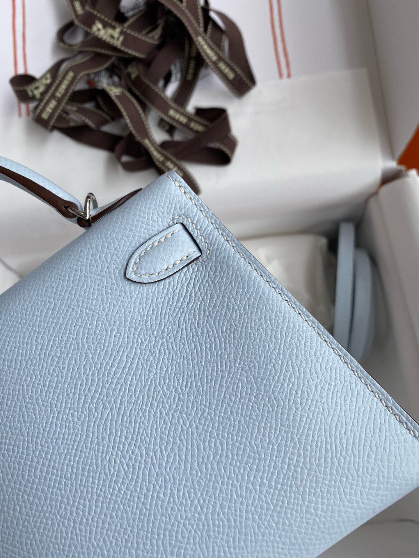 Hermès Kelly II 25 Sellier Light Blue Handbag with Silver Hardware
