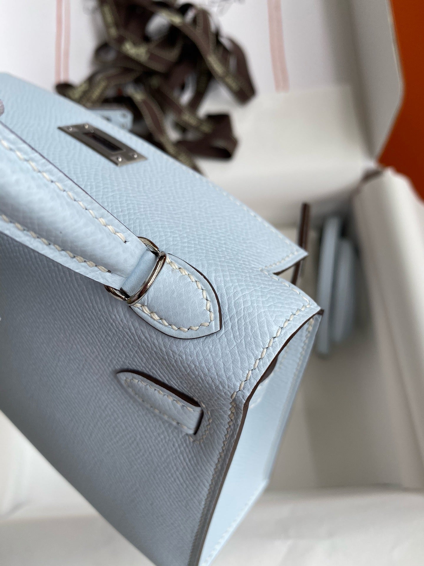 Hermès Kelly II 25 Sellier Light Blue Handbag with Silver Hardware