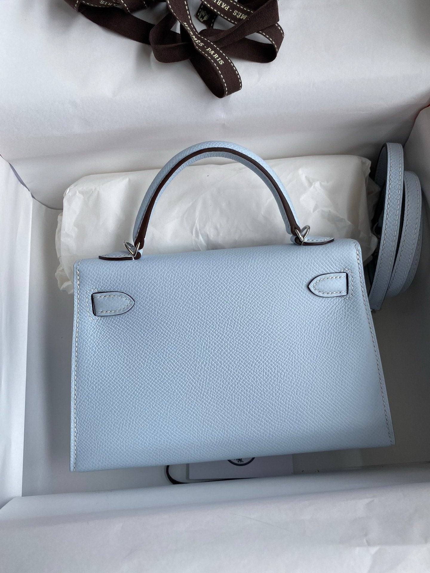 Hermès Kelly II 25 Sellier Light Blue Handbag with Silver Hardware