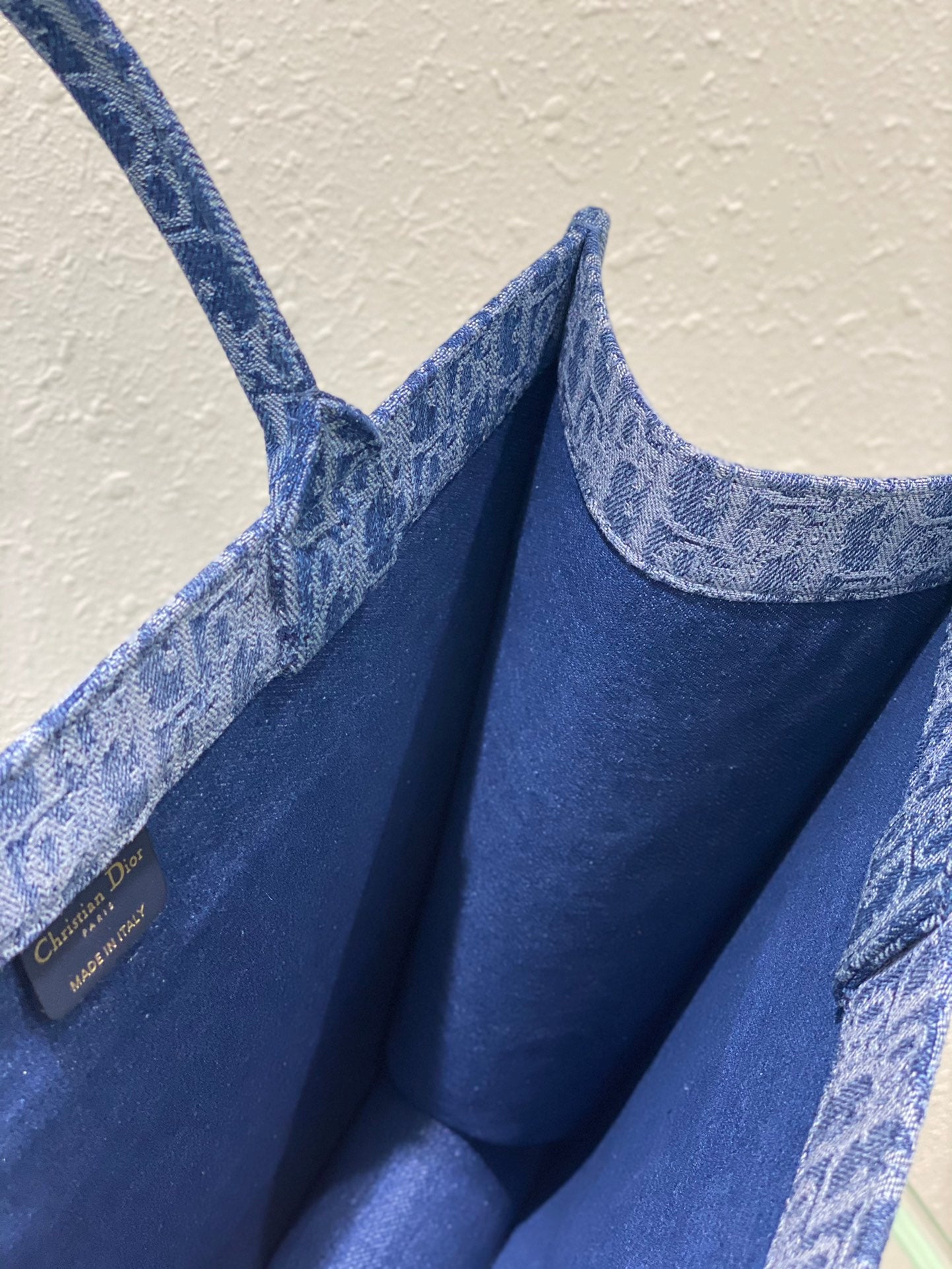 Christian Dior Blue Oblique Embroidery Medium Book Tote Bag