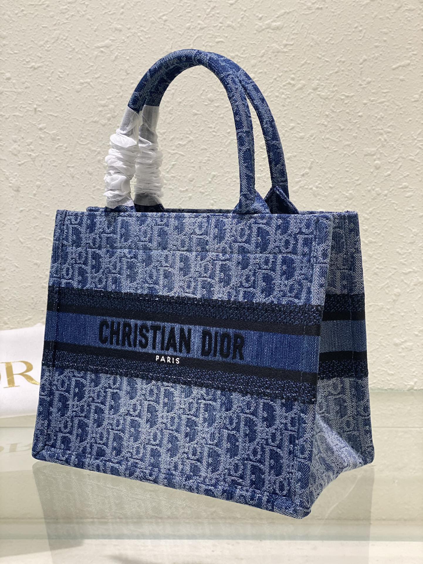 Christian Dior Small Book Tote - Blue Dior Oblique Embroidered Canvas Bag