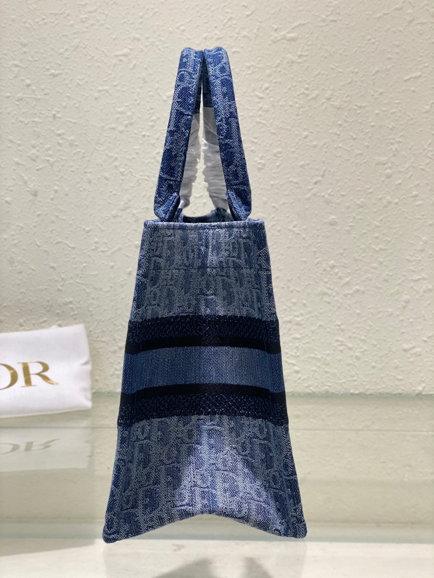 Christian Dior Small Book Tote - Blue Dior Oblique Embroidered Canvas Bag