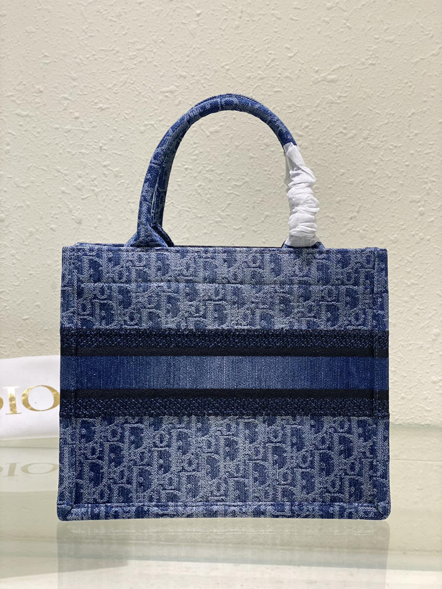 Christian Dior Small Book Tote - Blue Dior Oblique Embroidered Canvas Bag