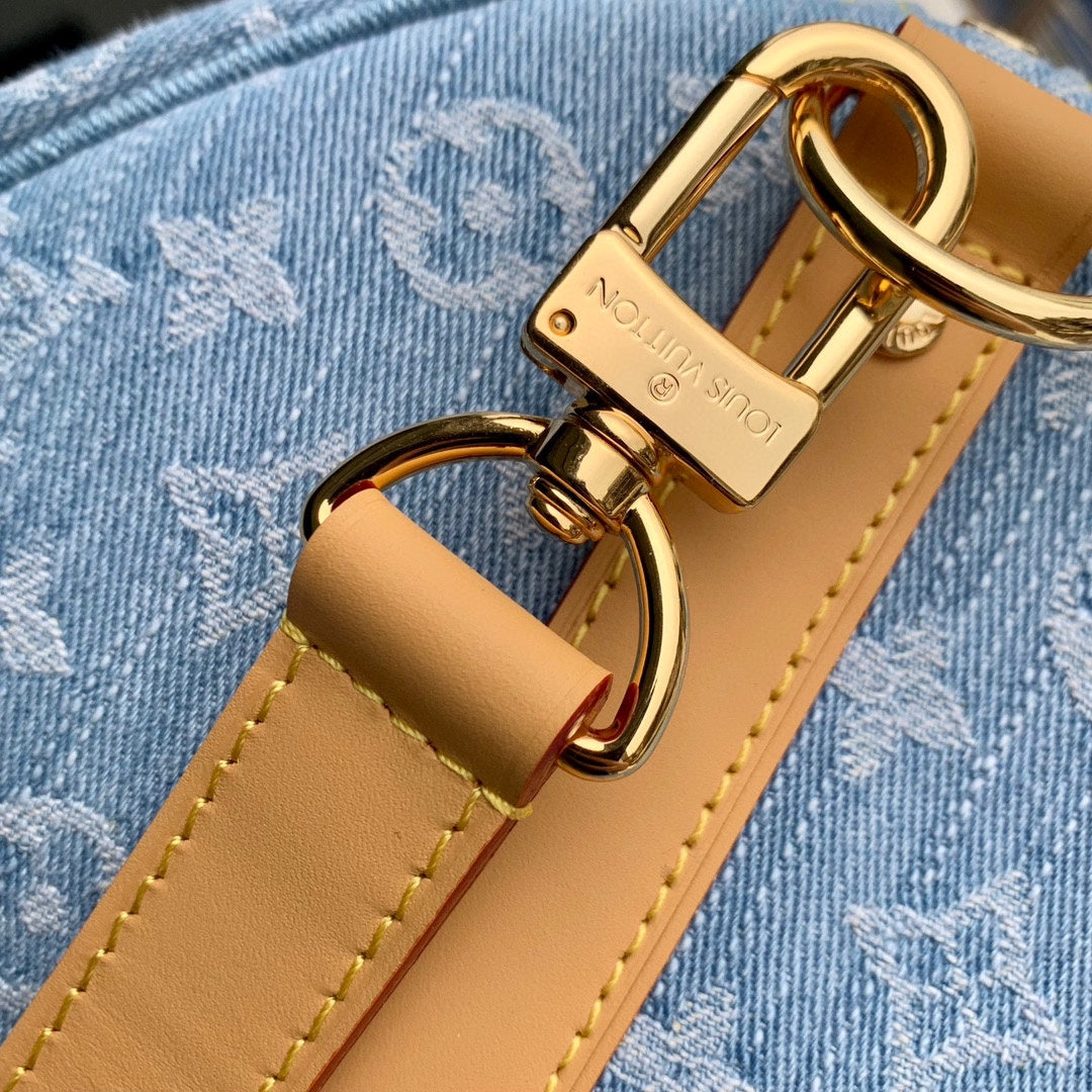 Louis Vuitton Monogram Denim Speedy 25 Bandoulière Bag Blue