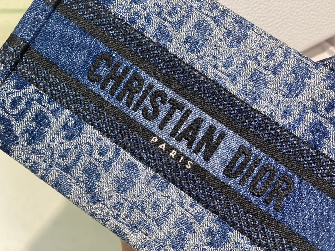 Christian Dior Mini Book Tote Bag - Blue Dior Oblique Embroidery
