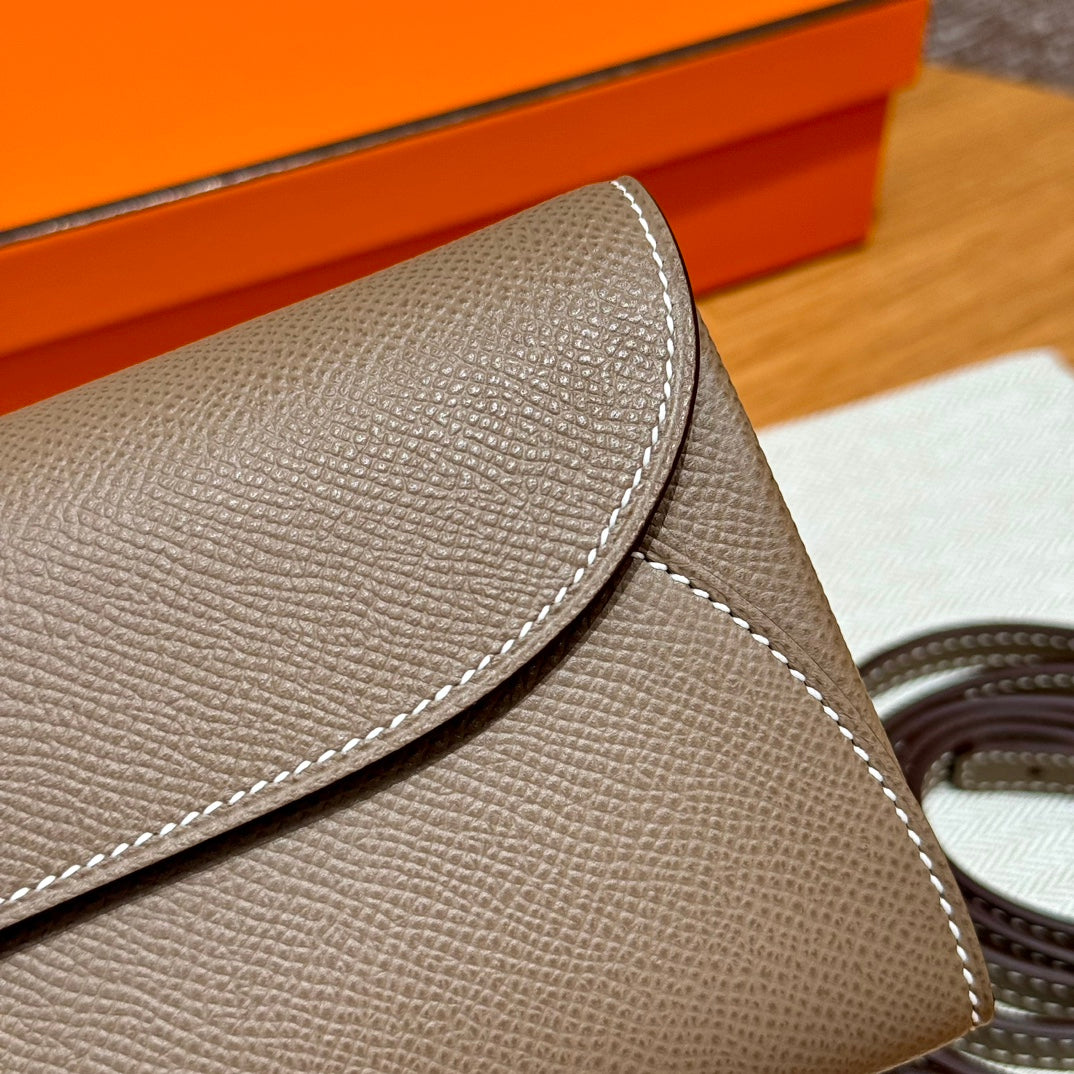 Hermès In-the-Loop Phone Pouch - Taupe Leather with Palladium Hardware