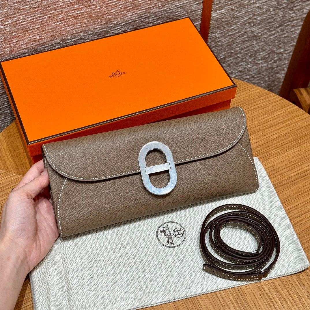 Hermès In-the-Loop Phone Pouch - Taupe Leather with Palladium Hardware