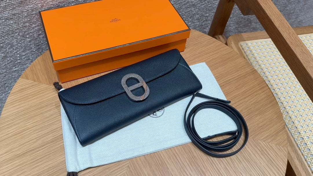 Hermès In-the-Loop Phone Pouch - Black Epsom Leather with Chaine d'Ancre Clasp