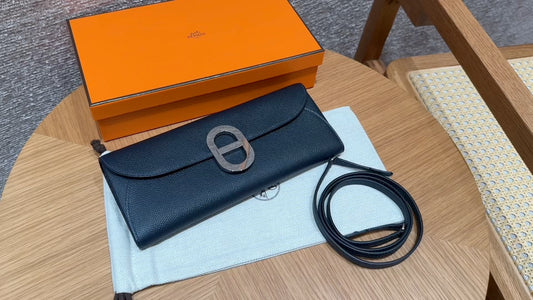 Hermès In-the-Loop Phone Pouch - Black Epsom Leather with Chaine d'Ancre Clasp