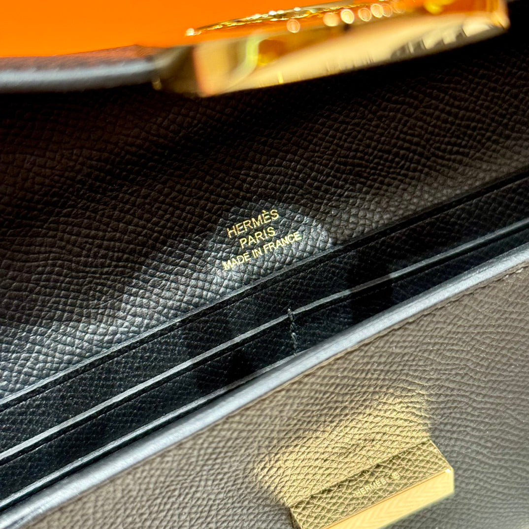 Hermès Black Leather O'Maillon Clutch Bag with Detachable Shoulder Strap